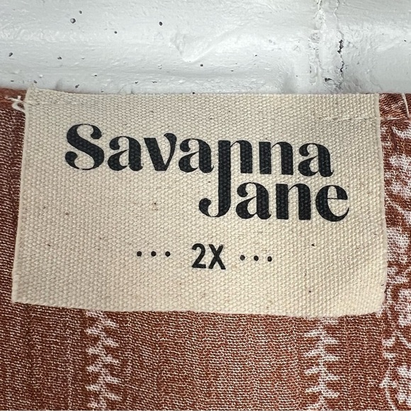 SAVANNA JANE Brown Bohemian Embroidered Peasant Blouse Lightweight Plus size 2X - Picture 2 of 8